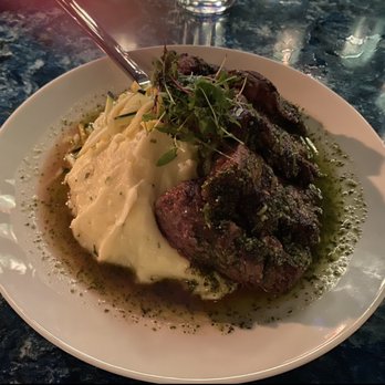 The Botanist Social - GRILLED SIRLOIN STEAK   Chimichurri, squash & garlic mashed potatoes - Cocktail Bars Near Me - Madison, Wisconsin