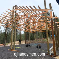 D & J’s Handymen - Trusses cranked up to final elevation.