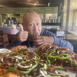 My dad digging in