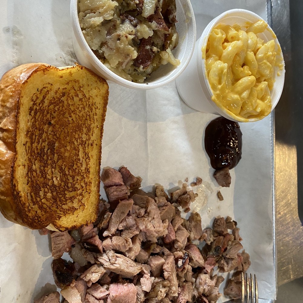 Porkies BBQ - Chopped pork with Mac and cheese and Dirty tatters... - Barbeque Near Me - DeLand, Florida Porkies BBQ - Chopped pork with Mac and cheese and Dirty tatters... - Barbeque Near Me - DeLand, Florida