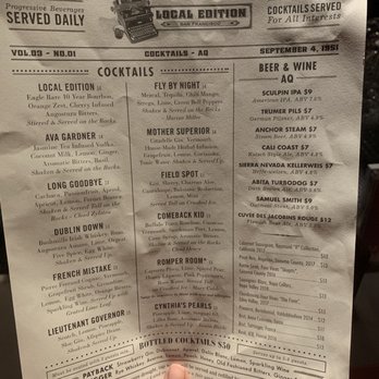 Local Edition - Menu (as of August 2019). - Lounges Near Me - San Francisco, California Local Edition - Menu (as of August 2019). - Lounges Near Me - San Francisco, California