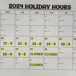 T Etc - 2024 Christmas Schedule