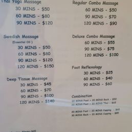 Prices on the front desk