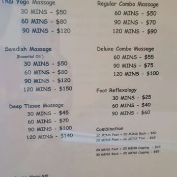 Grace Foot Massage - Prices on the front desk - Reflexology Near Me - Gilbert, Arizona