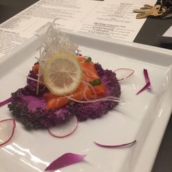 Truffle salmon with daikon and radish