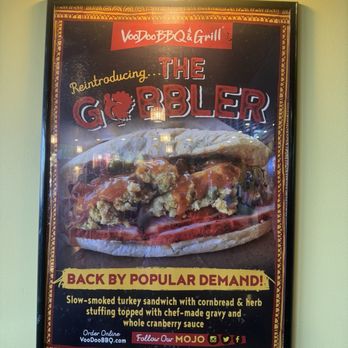 VooDoo BBQ & Grill - Holiday special the gobbler.  Turnkey and dressing on a po boy - Barbeque Near Me - Pensacola, Florida