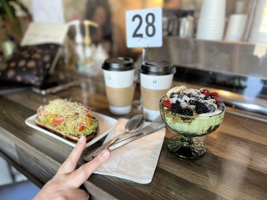 Photo of The Grounds Bean Bar - San Diego, CA, US. Avocado Toast and Greek Yogurt Bowl