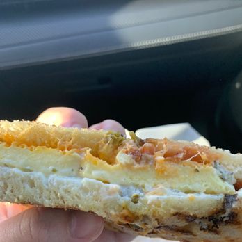 Great Harvest Bread Co - Jalapeño cheddar sourdough breakfast sandwich (egg and bacon) - Bakeries Near Me - Temecula, California