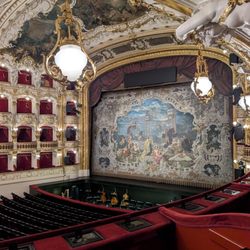 Stavovské divadlo - The opera house stage before the performance of Tosca.