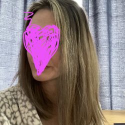 What I got ... a lot darker, except note those lighter pieces framing my face that I asked for on day 2...