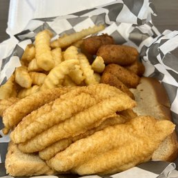  a basket of fish and chips