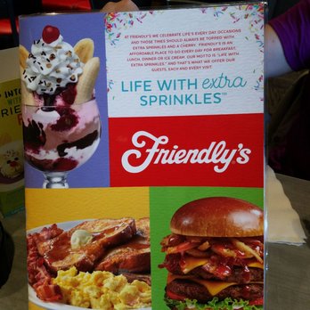 Friendly's - a menu for a sandwich and ice cream sundae - Burgers Near Me - Merrimack, New Hampshire