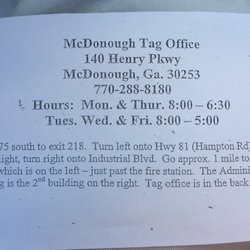 McDonough Tag Office