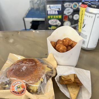 Surf City Smash - Surf city double smash burger, tots and their "chips" - American Near Me - Surf City, North Carolina