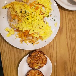 Loaded Hash Browns with English muffin