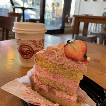 La Monarca Bakery & Cafe - Slice of strawberry cake with bites taken. - Bakeries Near Me - Whittier, California