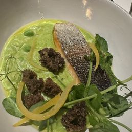 Spring risotto with smoked trout