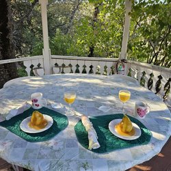 Butterfield Bed & Breakfast - Poached pears for breakfast on the veranda