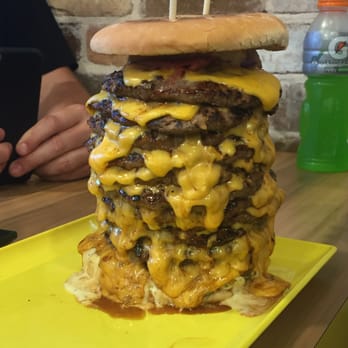 Lashings Gourmet Takeaway - A custom built monster with 12 patties and 12 cheese. - Burgers Near Me - Brighton-Le-Sands, NSW