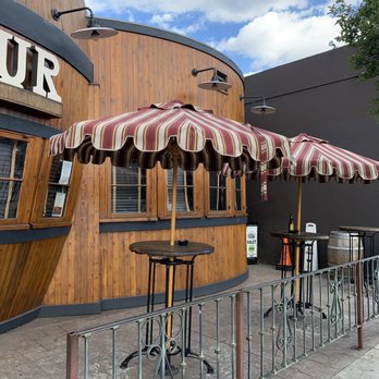 Idle Hour - The Exterior of Idle Hour & Front Outdoor Patio in North Hollywood resembles a Giant Whiskey Barrel May 2019 - American Near Me - Los Angeles, California Idle Hour - The Exterior of Idle Hour & Front Outdoor Patio in North Hollywood resembles a Giant Whiskey Barrel May 2019 - American Near Me - Los Angeles, California