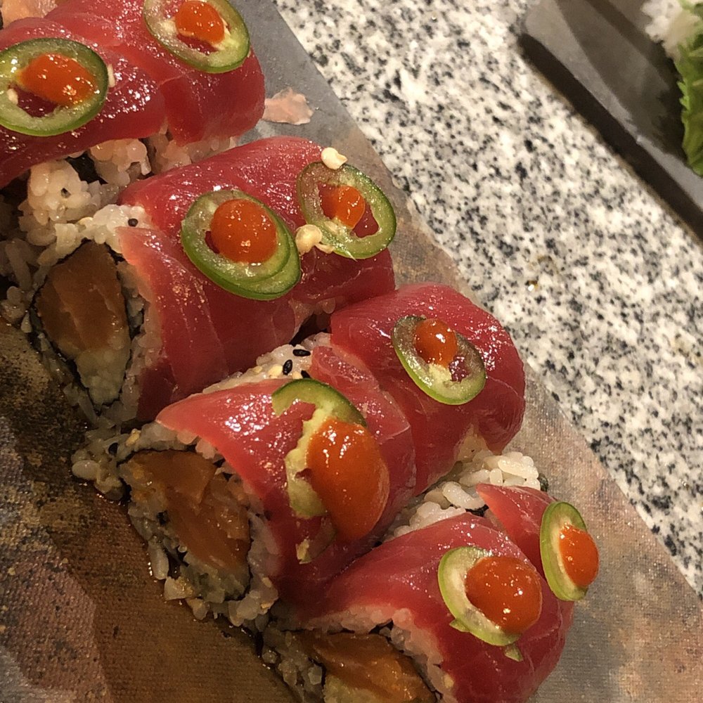 The "Trust Me" roll. The Itamae sizes you up, and "Boom" - this happens. Looking good, huh? The "Trust Me" roll. The Itamae sizes you up, and "Boom" - this happens. Looking good, huh?