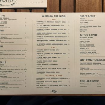 Willow Osteria - Cocktail, beer, wine by the glass menu as of 12/4/2025 - Italian Near Me - Clovis, California