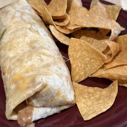 Bean and Cheese Burrito with chips