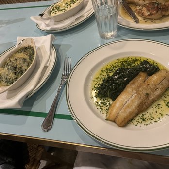 Sadelle's Coconut Grove - Sadelles in Coconut Grove. Creamed Spinach, mashed potatoes , Bronzino with herb, roasted chicken  All EXCELLENT - Breakfast & Brunch Near Me - Miami, Florida