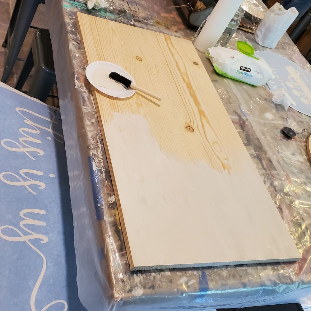 Pulp And Pine - This was how I started my large sign. Just a board. - Paint & Sip Near Me - Pendleton, Indiana Pulp And Pine - This was how I started my large sign. Just a board. - Paint & Sip Near Me - Pendleton, Indiana