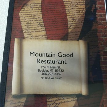 Mountain Good Restaurant - Front of menu - American Near Me - Boulder, Montana Mountain Good Restaurant - Front of menu - American Near Me - Boulder, Montana