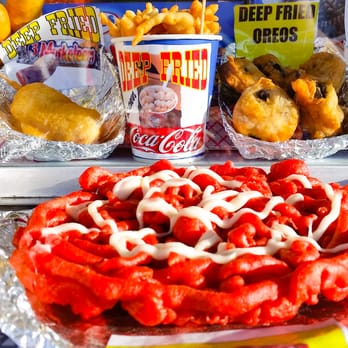 Florida State Fairgrounds  - Red velvet funnel cake, fried oreo cookies, fried 3 muskateers - Festivals Near Me - Tampa, Florida