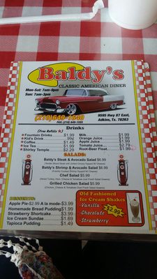 Menu photo 8 Baldy's Classic American Diner Adkins, TX Menu photo 8 Baldy's Classic American Diner Adkins, TX
