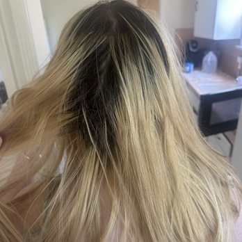 Wild & Free Hair Studio - Blonde root fix by Devon Highlights Hair dye - Hair Salons Near Me - Paso Robles, California Wild & Free Hair Studio - Blonde root fix by Devon Highlights Hair dye - Hair Salons Near Me - Paso Robles, California