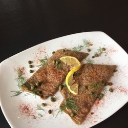 Saumon Fumé savory crepe: smoked salmon in cream cheese with smoked paprika, fresh dill and capers
