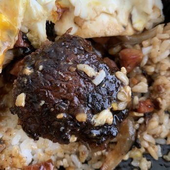 Eggs 'n Things Ko Olina - Loco moco Burnt patty. Not flame broiled, more like flame scorched. Had to cut most of this off and toss it. - American Near Me - Kapolei, Hawaii Eggs 'n Things Ko Olina - Loco moco Burnt patty. Not flame broiled, more like flame scorched. Had to cut most of this off and toss it. - American Near Me - Kapolei, Hawaii