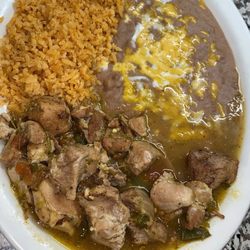 Senor Pancho's - A chileverde combination rice beans