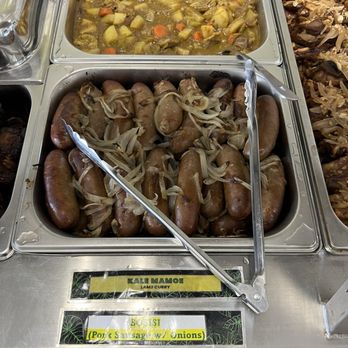 Mea’ai Taumafa Island Grindz - Lamb curry and sausage with onions - Polynesian Near Me - Hilo, Hawaii Mea’ai Taumafa Island Grindz - Lamb curry and sausage with onions - Polynesian Near Me - Hilo, Hawaii