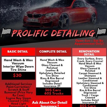 Prolific Detailing - Auto Maintenance Packages, For Vehicles That are Regularly Cared For. - Auto Detailing Near Me Prolific Detailing - Auto Maintenance Packages, For Vehicles That are Regularly Cared For. - Auto Detailing Near Me