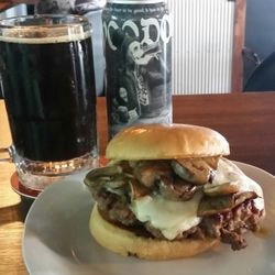 Wooden Shoe - Mushroom&Swiss burger $6.50