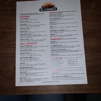 El Camino's - Dinner menu - Latin American Near Me - Vancouver, British Columbia El Camino's - Dinner menu - Latin American Near Me - Vancouver, British Columbia