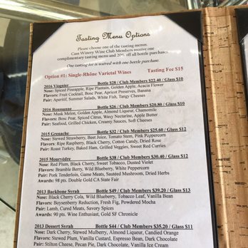 Cass Winery - Tasting menu - Wineries Near Me - Paso Robles, California