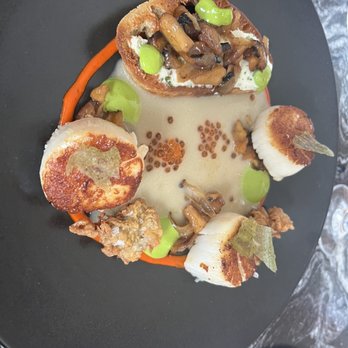 Dixboro Project - Seared scallops with grilled oysters. - Breakfast & Brunch Near Me - Ann Arbor, Michigan Dixboro Project - Seared scallops with grilled oysters. - Breakfast & Brunch Near Me - Ann Arbor, Michigan