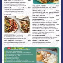 Casa Mezcal - Menu - Lunch specials, lunch combos