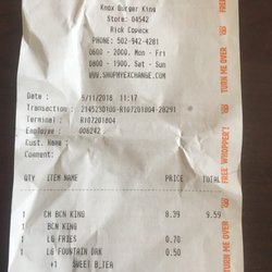 Burger King - Note the time...  order received at 11:17