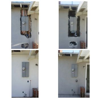 Patchwork's Plastering & Patching Specialists - 200 amp panel upgrade stucco patched by Aston. - Stucco Services Near Me Patchwork's Plastering & Patching Specialists - 200 amp panel upgrade stucco patched by Aston. - Stucco Services Near Me