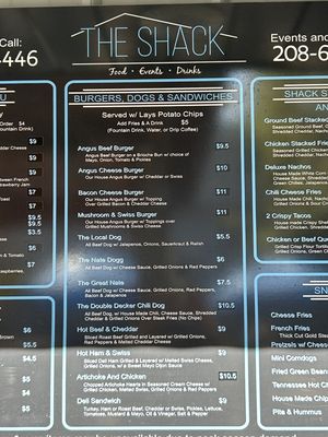 Menu photo 3 The Shack Lava Hot Springs, ID Menu photo 3 The Shack Lava Hot Springs, ID