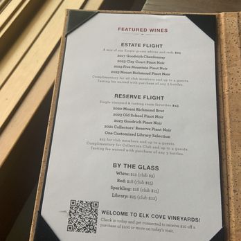 Elk Cove Vineyards - Flight menu - Wineries Near Me - Gaston, Oregon Elk Cove Vineyards - Flight menu - Wineries Near Me - Gaston, Oregon