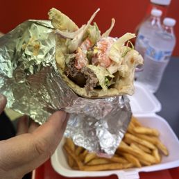 Beef Kabob on Pita Fries Drink Beef Kabob on Pita Fries Drink