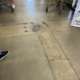 Cracks right in front of self check out. Cracks right in front of self check out.
