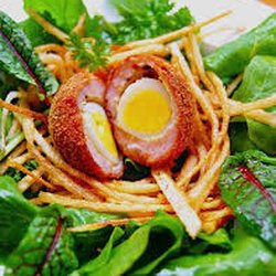 Scotch quail egg Caesar salad